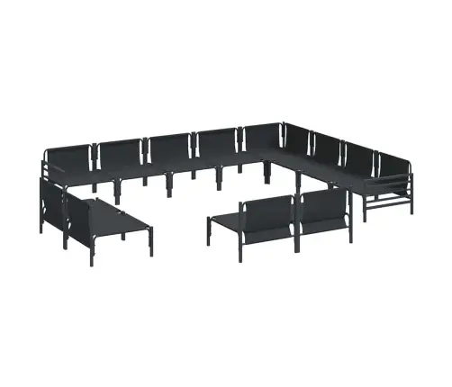 Sodo Sofų Rinkinys Su Pagalve 12 Pcs Juoda Plienas