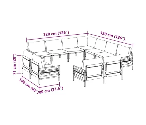 Aia Diivanikomplekt Padjaga 11 Pcs Must Teras