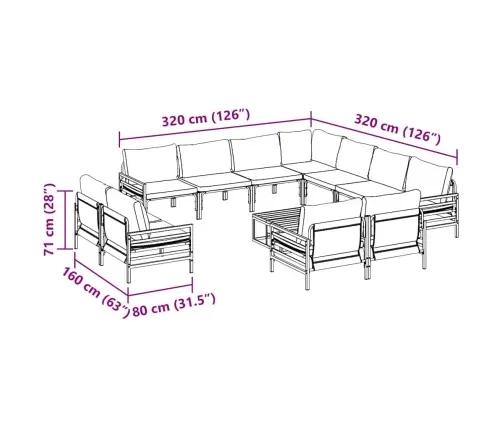 Aia Diivanikomplekt Padjaga 12 Pcs Must Teras