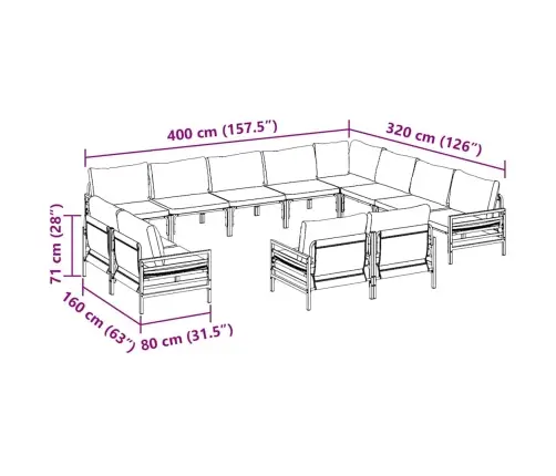 Dārza Dīvānu Komplekts 12 Pcs Antracīta Tērauds Vidaxl