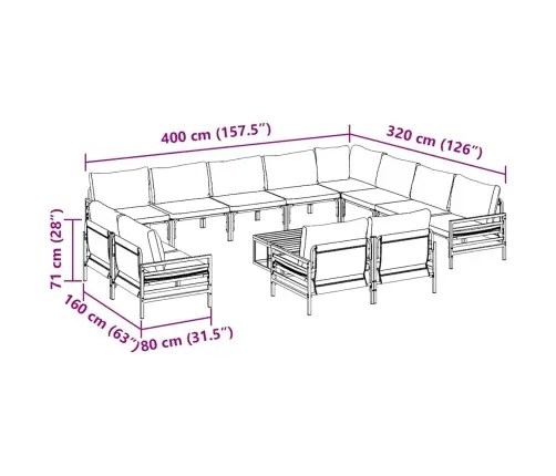 Aia Diivanikomplekt Padjaga 13 Pcs Must Teras