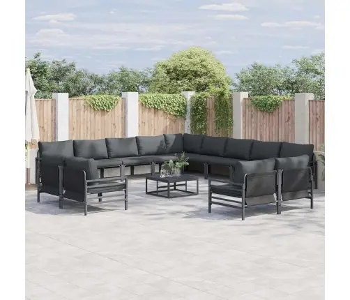 Dārza Dīvānu Komplekts 14 Pcs Antracīta Tērauds Vidaxl