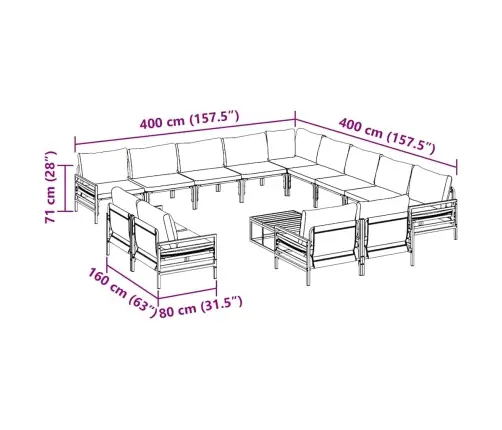Dārza Dīvānu Komplekts 14 Pcs Antracīta Tērauds Vidaxl