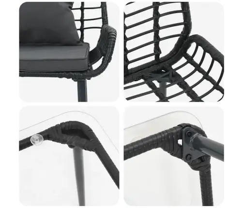 Dārza Mēbeļu Komplekts Ar Spilvenu 4 Pcs Brūns, Melns, Krēms