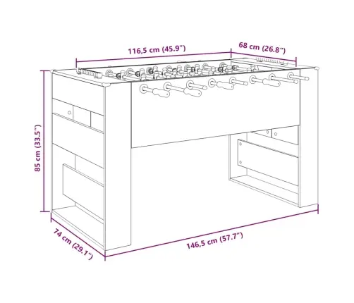 Futbola Galds 2 Pcs Balts 146,5 X 74 X 85 Cm Inženierijas Koks Vidaxl