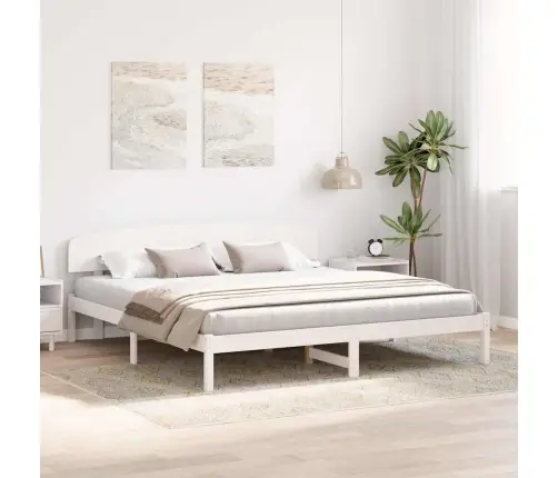 Lovos Rėmas Balta 200 X 200 Cm Kietos Pušies Mediena