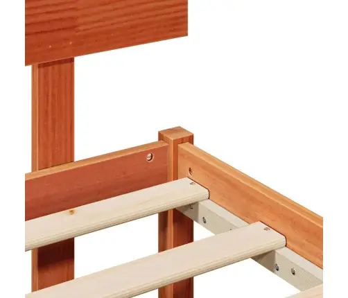 Gultas Rāmis Ar Galvgali Vaskota Brūna 200X200 Cm Ciets Koks Priedes Vidaxl