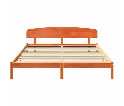 Gultas Rāmis Ar Galvgali Vaskota Brūna 200X200 Cm Ciets Koks Priedes Vidaxl