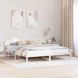 Lovos Rėmas Balta 180 X 200 Cm Pušies Medienos Masyvas