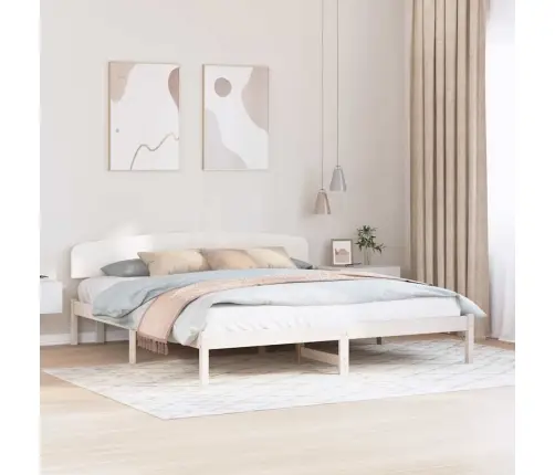 Lovos Rėmas Balta 180 X 200 Cm Pušies Medienos Masyvas