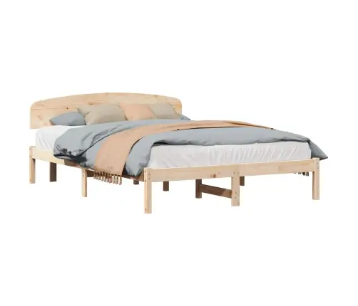 Voodi Raam Peaga Neutraalne 160 X 200 Cm Tahke Mänd