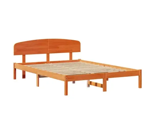 Gultas Rāmis Ar Galvgaļu Vaskota Brūna 160X200 Cm Cietā Priedes Koka Vidaxl