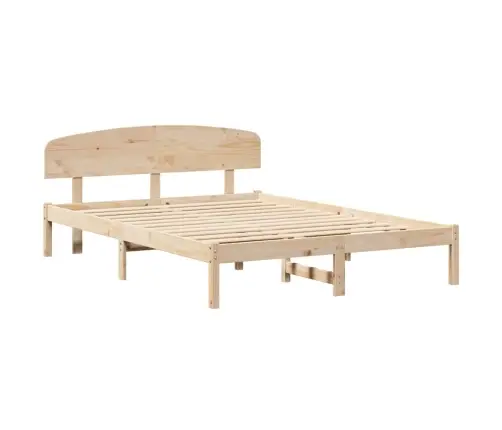 Gultas Rāmis Ar Galvas Balstu 150X200 Cm Cietā Koka Prieži Vidaxl