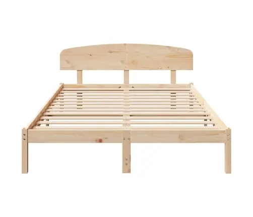 Gultas Rāmis Ar Galvas Balstu 150X200 Cm Cietā Koka Prieži Vidaxl