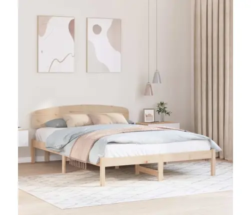 Gultas Rāmis Ar Atzveltni 140X200 Cm Masīvkoks Priede Vidaxl