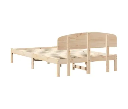 Gultas Rāmis Ar Atzveltni 120X200 Cm No Cieta Priedes Koka Vidaxl
