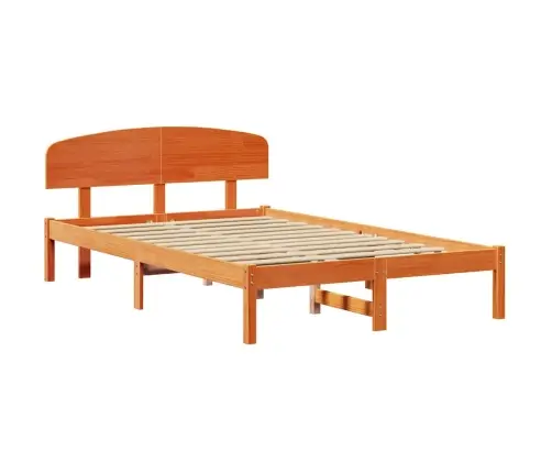 Gultas Rāmis Ar Gultas Galvu Vaska Brūnā 120X200 Cm Cietais Koks Vidaxl