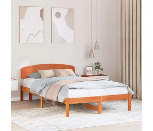 Gultas Rāmis Ar Galvgalu Vaskota Brūna 140X190 Cm Masīvkoka Priede Vidaxl