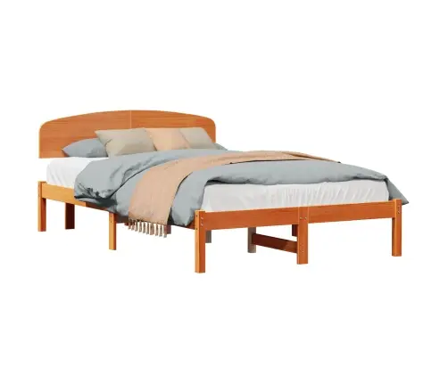 Gultas Rāmis Ar Galvgalu Vaskota Brūna 140X190 Cm Masīvkoka Priede Vidaxl