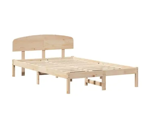Gultas Rāmis Ar Galvas Dēli 135X190 Cm Masīvs Priedes Koks Vidaxl