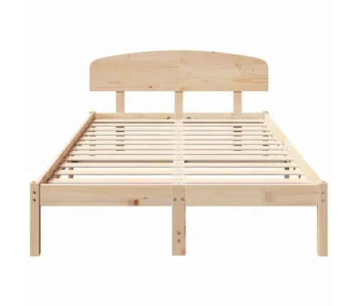 Gultas Rāmis Ar Galvas Dēli 135X190 Cm Masīvs Priedes Koks Vidaxl