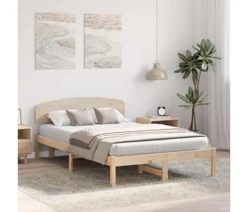 Voodi Raam Peaga Neutraalne 120 X 190 Cm Tahke Mänd