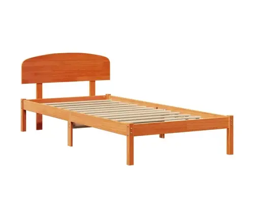 Gultas Rāmis Ar Galvgaldu Vaskotas Brūnas Krāsas 100X200 Cm Masīvkoka Priede Vidaxl