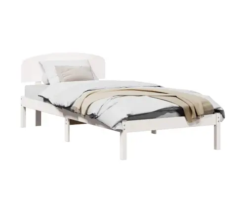 Gultas Rāmis Ar Galvgali Balts 90X200 Cm Cietā Koka Priede Vidaxl