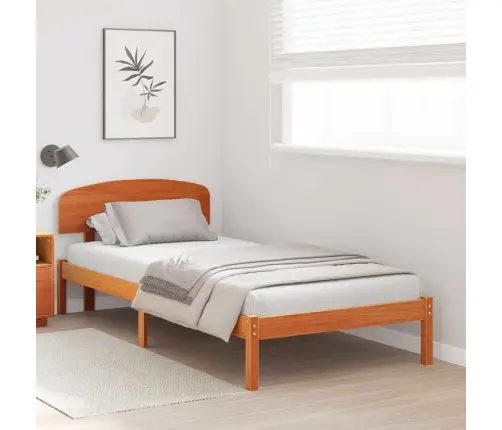 Gultas Rāmis Ar Galvas Balstu Vaskots Brūns 80X200 Cm Masīvkoka Priede Vidaxl