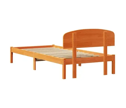 Gultas Rāmis Ar Galvas Balstu Vaskots Brūns 80X200 Cm Masīvkoka Priede Vidaxl