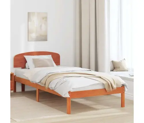 Gultas Rāmis Ar Galvgali Vaskota Brūna 90X190 Cm Masīvkoks Priede Vidaxl