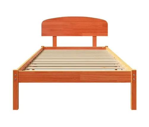 Gultas Rāmis Ar Galvgali Vaskota Brūna 90X190 Cm Masīvkoks Priede Vidaxl