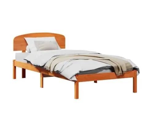 Gultas Rāmis Ar Galvgali Vaskota Brūna 90X190 Cm Masīvkoks Priede Vidaxl