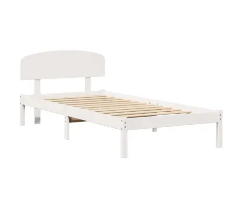 Gultas Rāmis Ar Galvgali Balts 75X190 Cm Cietā Koks Priede Vidaxl