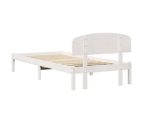 Gultas Rāmis Ar Galvgali Balts 75X190 Cm Cietā Koks Priede Vidaxl