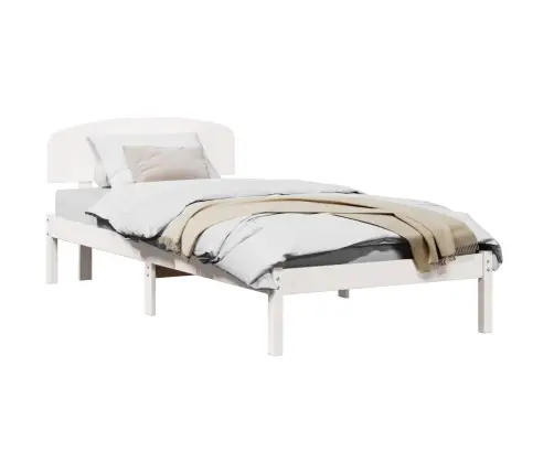 Gultas Rāmis Ar Galvgali Balts 75X190 Cm Cietā Koks Priede Vidaxl