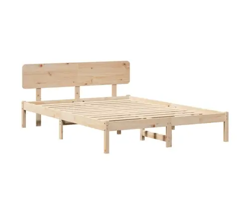 Voodi Raam Peaga Neutraalne 200 X 200 Cm Tahke Mänd