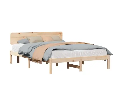 Voodi Raam Peaga Neutraalne 200 X 200 Cm Tahke Mänd