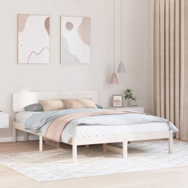 Gultas Rāmis Ar Galvas Klāju Balts 200 X 200 Cm Vidaxl