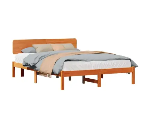 Gultas Rāmis Ar Galvgali Vaska Brūnā Krāsā 200 X 200 Cm No Masīvkoka Vidaxl