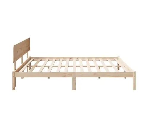 Voodi Raam Peaga Neutraalne 180 X 200 Cm Tahke Mänd