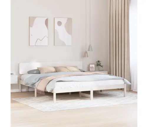 Lovos Rėmas Balta 180 X 200 Cm Kietos Pušies Mediena