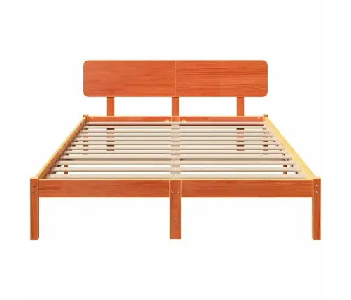 Gultas Rāmis Ar Galvas Klāju Vaska Brūna 206.5 X 165.5 X 74 Cm Vidaxl