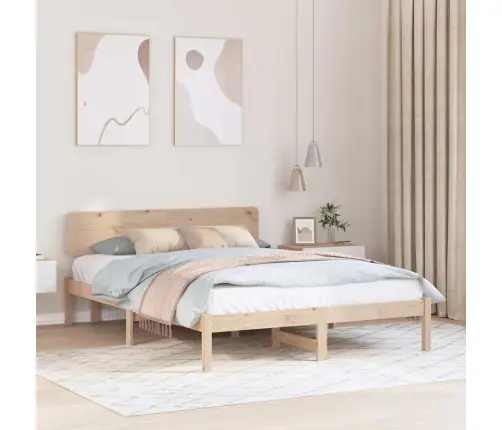 Gultas Rāmis Ar Galvgalu 150X200 Cm No Cietās Priedes Vidaxl