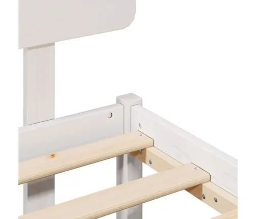 Balts Gultas Rāmis Ar Galvas Balstu 140X200 Cm No Priedes Masīvkoka Vidaxl