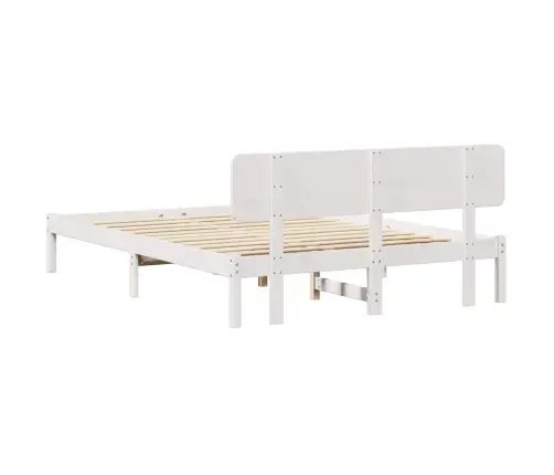 Balts Gultas Rāmis Ar Galvas Balstu 140X200 Cm No Priedes Masīvkoka Vidaxl