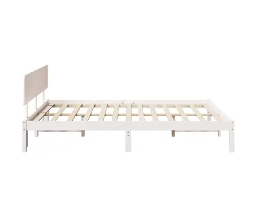 Balts Gultas Rāmis Ar Galvas Balstu 140X200 Cm No Priedes Masīvkoka Vidaxl