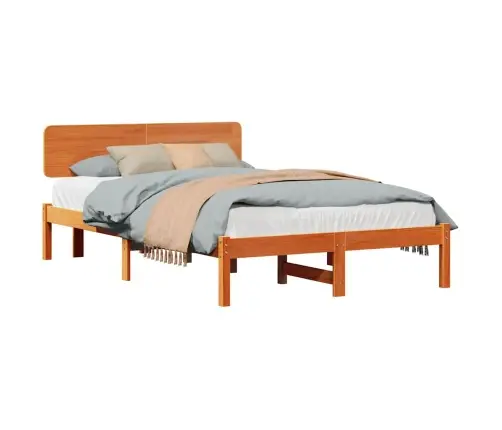 Gultas Rāmis Ar Galvgalu, Vaskota Brūna, 120X200 Cm, Cietā Priedes Koksne Vidaxl