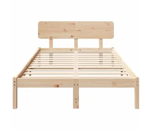 Voodi Raam Peaga Neutraalne 140 X 190 Cm Tahke Mänd