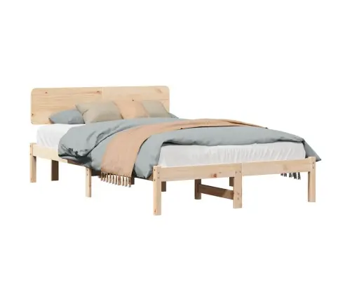 Voodi Raam Peaga Neutraalne 140 X 190 Cm Tahke Mänd